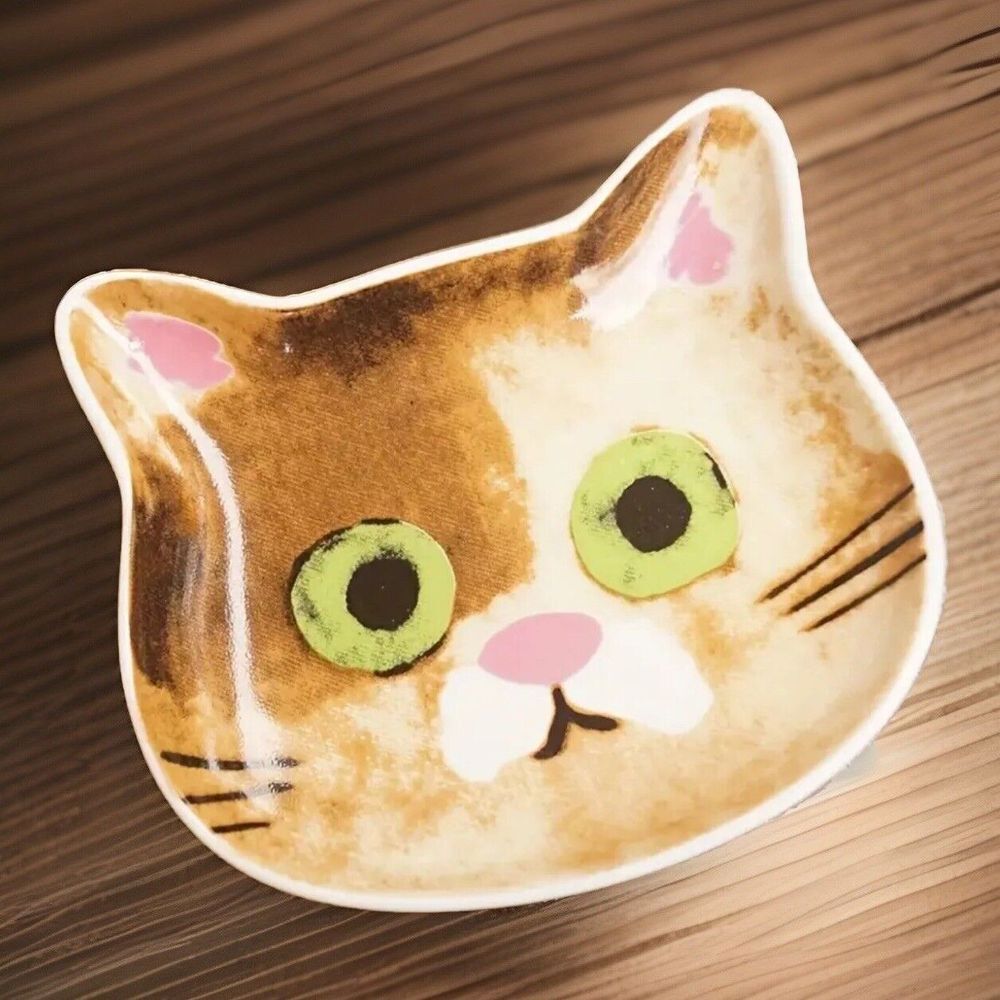 Cat Ceramic Cute Brown Tortie‎ Cat Trinket Dish New in Box